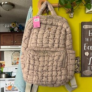 Quilted Beige Backpack 18”x 14” wide